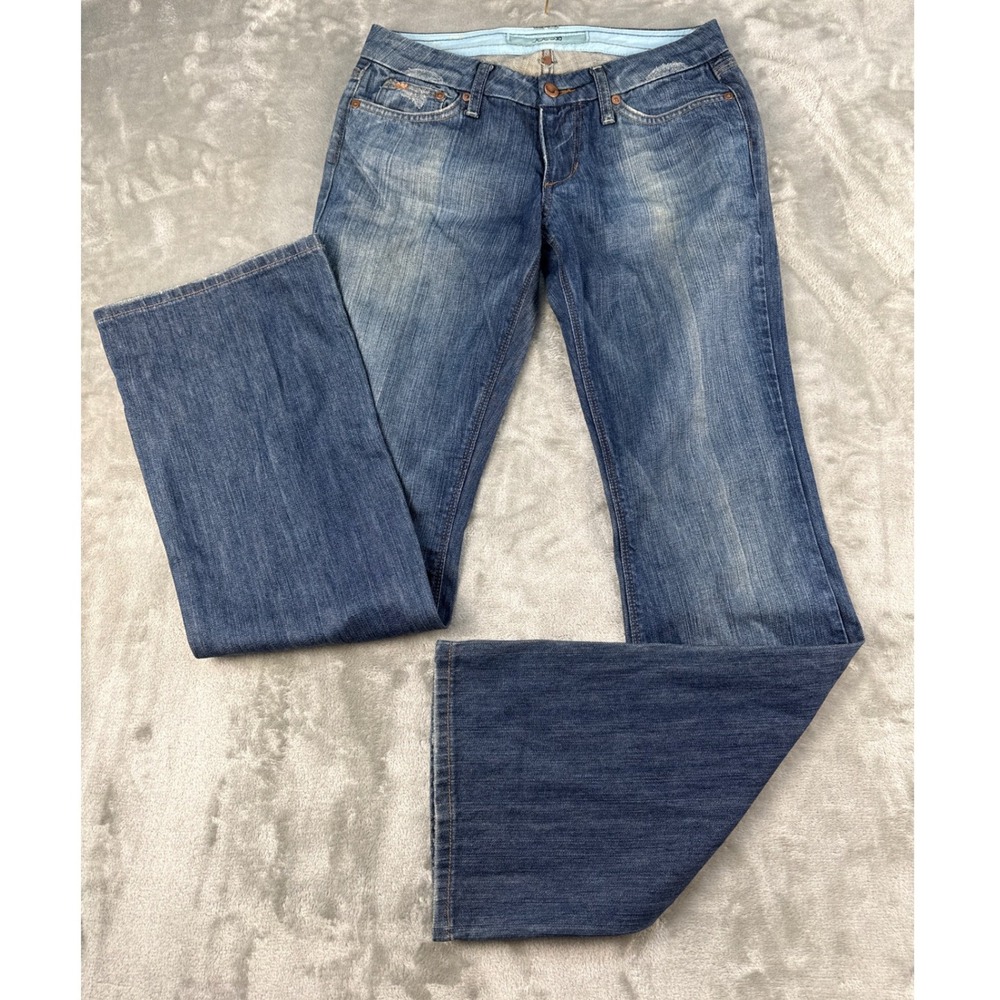 Joes Jeans Womens 28 Low Rise Bootcut Denim Medium Wash Distressed Made in USA